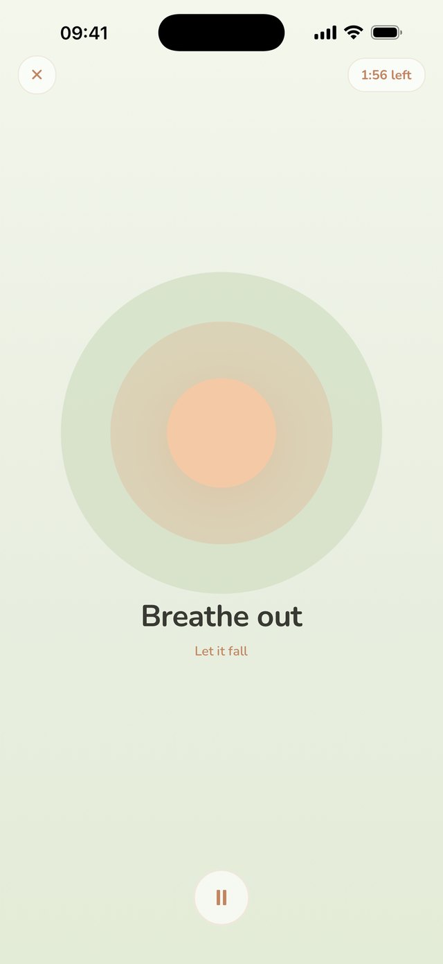 The breathing exercise screen mid-session.